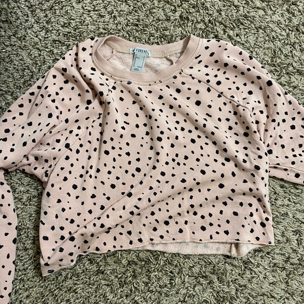 Forever 21 Light Pink Sweater with Black Dots